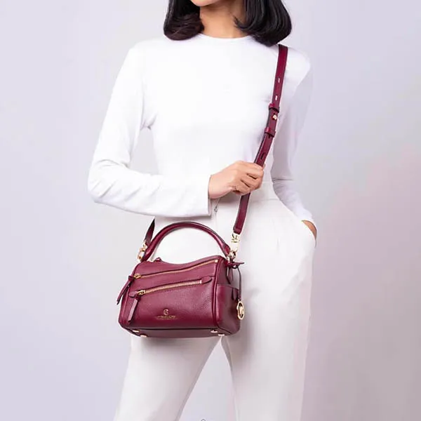 Túi Xách Michael Kors MK Lorimer Small Zip Satchel Dark Berry Màu Đỏ