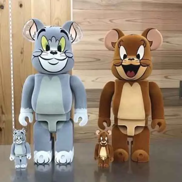 Đồ Chơi Mô Hình Bearbrick Tom and Jerry Tom Flocky Màu Xám Nâu Size 100% + 400% - Đồ chơi mô hình - Vua Hàng Hiệu