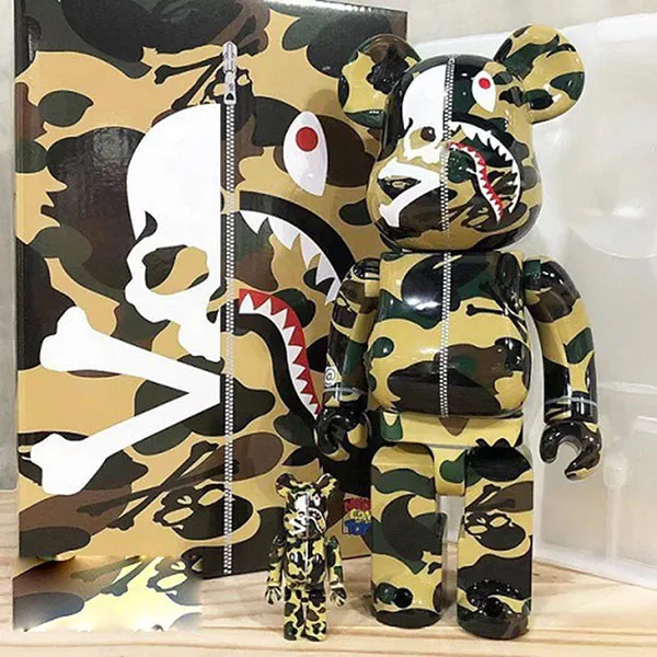 Đồ Chơi Mô Hình Bearbrick MMJ Mastermind Japan Vs Bape Yellow Màu Vàng Phối Họa Tiết Size 100% + 400% - Đồ chơi mô hình - Vua Hàng Hiệu