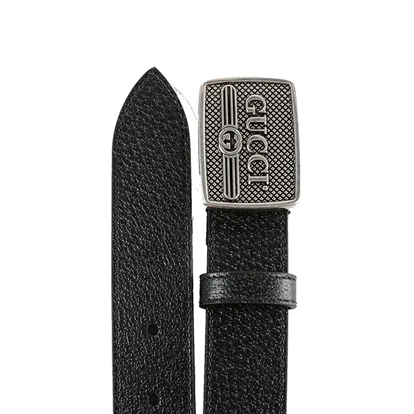 Thắt Lưng Gucci Black Mens Leather Belt Metal Logo Buckle Màu Đen Size 95