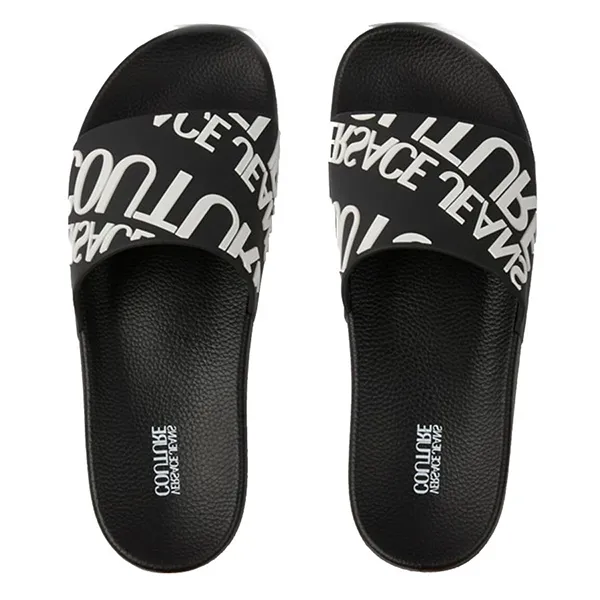 Dép Versace Logo Allover Print Slides Màu Đen Size 40