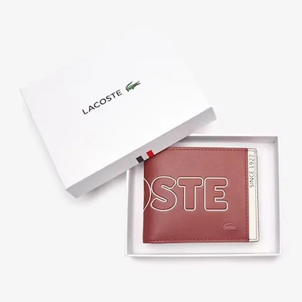 Ví Lacoste Men's Fitzgerald Branded Leather Foldable Wallet NH3715FW Màu Đỏ - Túi xách - Vua Hàng Hiệu