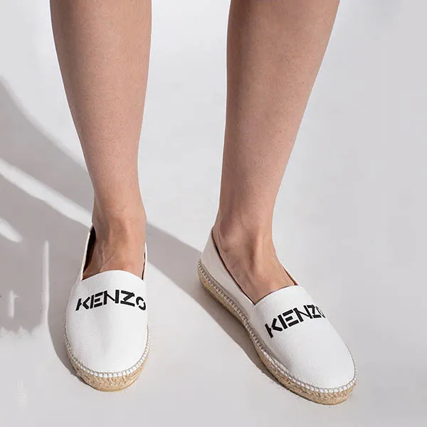 Giày Slip On Kenzo Logo Canvas Espadrilles Màu Trắng