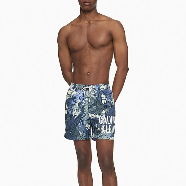 Quần Shorts Calvin Klein CK Intense Power Drawstring Medium Swim Shorts Màu Xanh