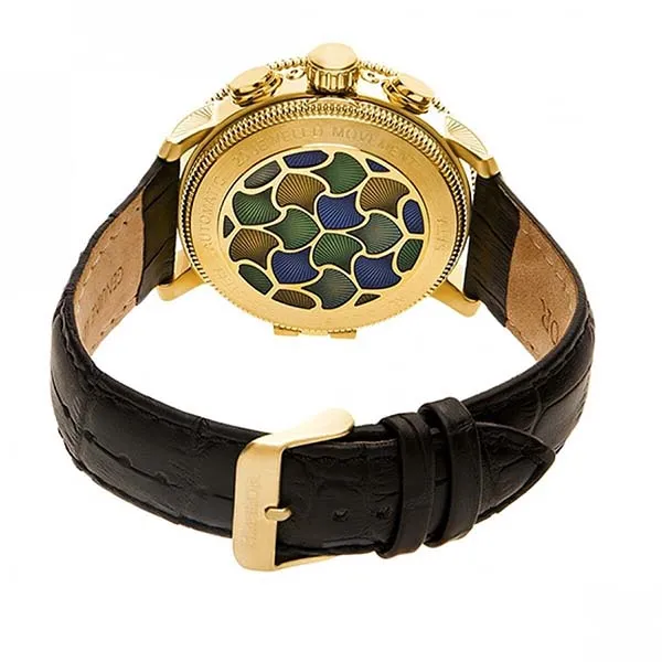 Đồng Hồ Nam Heritor Automatic Aura Men's Semi-Skeleton Black Leather Gold Watch HR3502 Màu Đen - Đồng hồ - Vua Hàng Hiệu