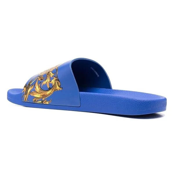 Dép Versace Jeans Couture Baroque Pattern-Print Open-Toe Slides Màu Xanh Dương Size 41