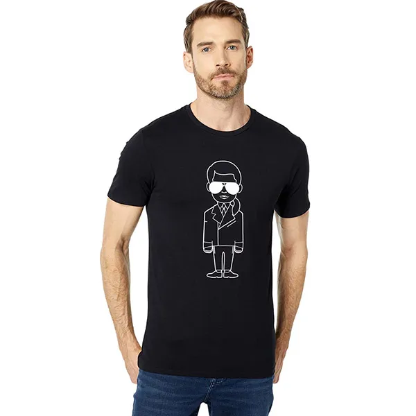 Áo Phông Karl Lagerfeld Men's Slim-fit Karl Character With Sunglasses Print T-shirt In Black Màu Đen Size S