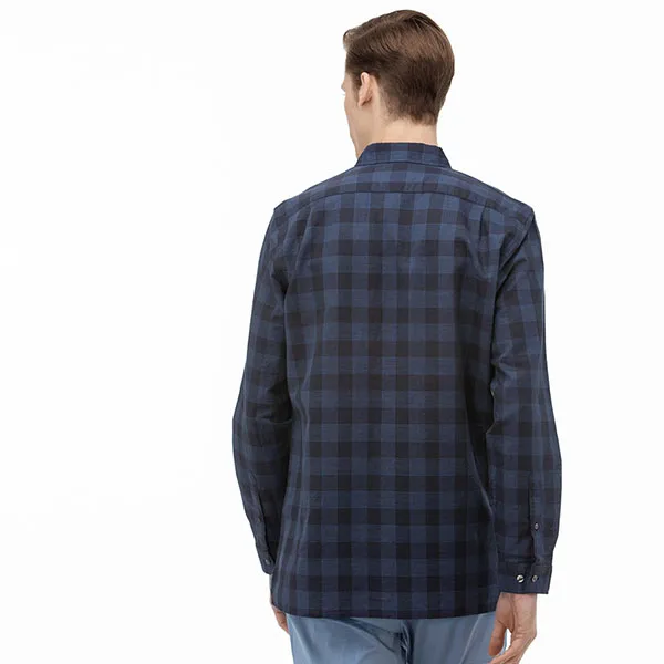 Áo Sơ Mi Lacoste Men Regular Fit Checked Patterned Navy Blue Shirt CH0145 00 CSB Màu Xanh Navy Size 38