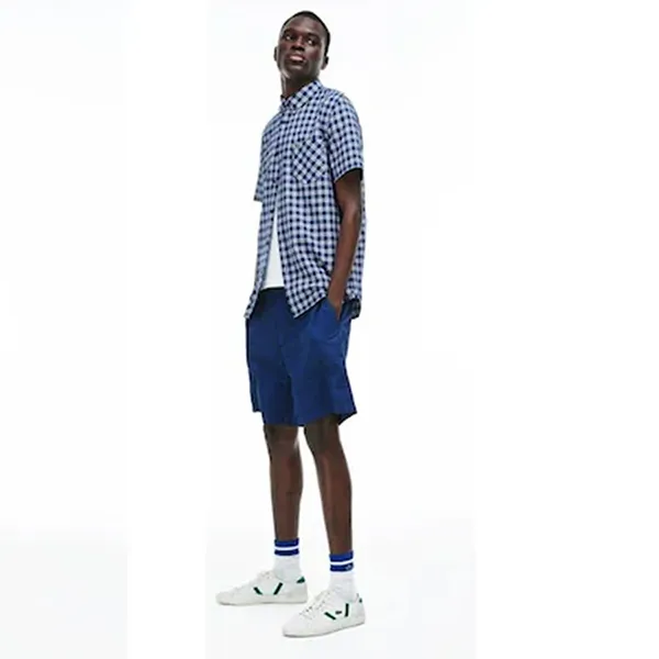 Áo Sơ Mi Lacoste Men's Oxford Sleeve Check Shirt CH4860 10 9CG Màu Xanh Kẻ Size 38