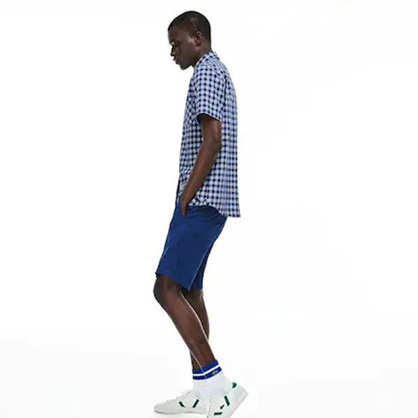 Áo Sơ Mi Lacoste Men's Oxford Sleeve Check Shirt CH4860 10 9CG Màu Xanh Kẻ Size 38