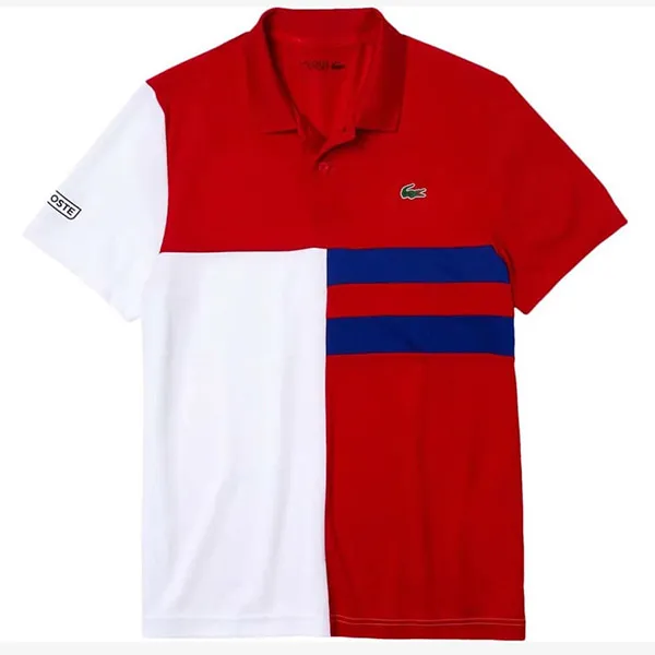 Áo Polo Lacoste Men's Sport Colourblock Breathable Piqué Tennis Polo Shirt DH2025 00 GSL Màu Đỏ - Trắng Size S - 1