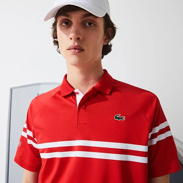 Áo Polo Lacoste Mens Sport x Novak Djokovic Ultra Light Tennis Polo - Red/White Màu Đỏ Size S - Thời trang - Vua Hàng Hiệu