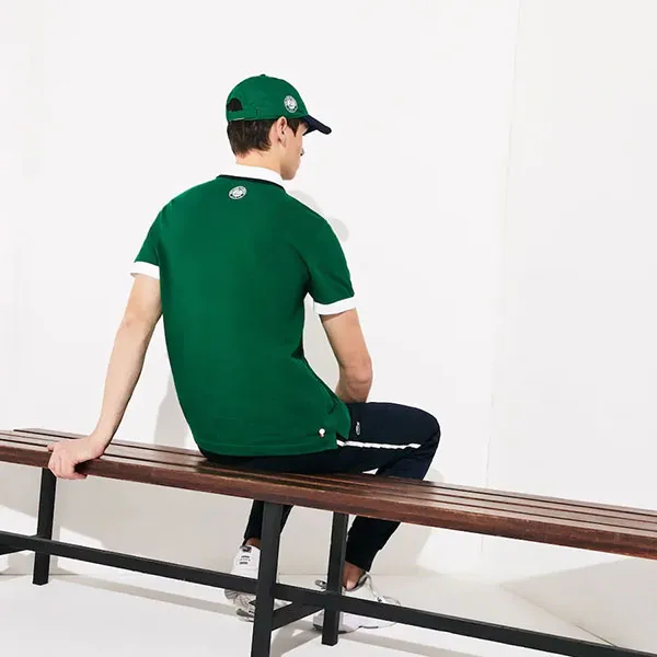 Áo Polo Lacoste Roland Garros Cotton Polo Shirt With Plant Motif PH0007 51 B0Z Màu Xanh Green Size XS