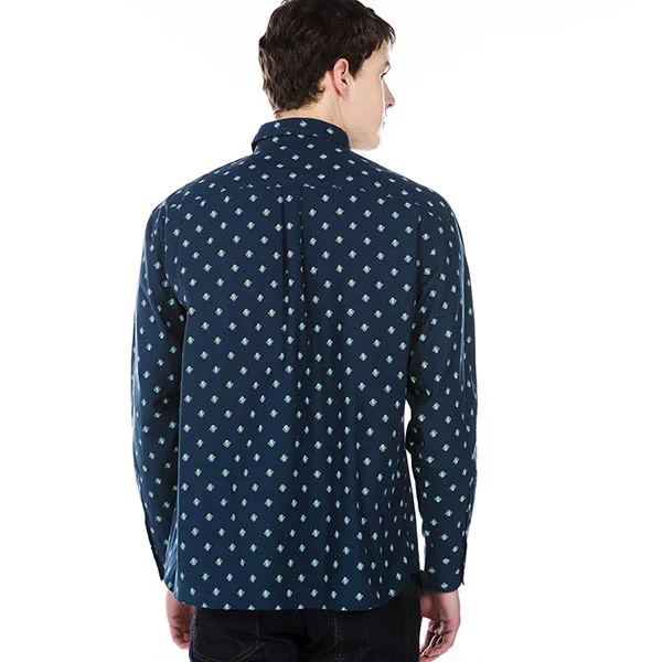 Áo Sơ Mi Lacoste Men's Paisley Long Sleeve Shirt Màu Xanh Đen Size 39