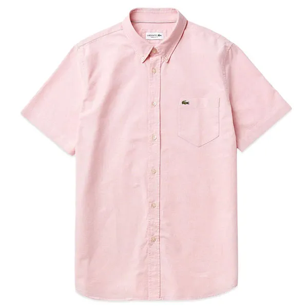 Áo Sơ Mi Lacoste Cotton Oxford Short Sleeve Shirt CH4975ADY Màu Hồng Size 39