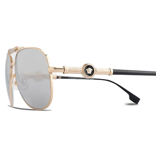 Kính Mát Versace Sunglasses Men's Gold Medusa Logo 2236 1252/6G Màu Xám Vàng Size 59