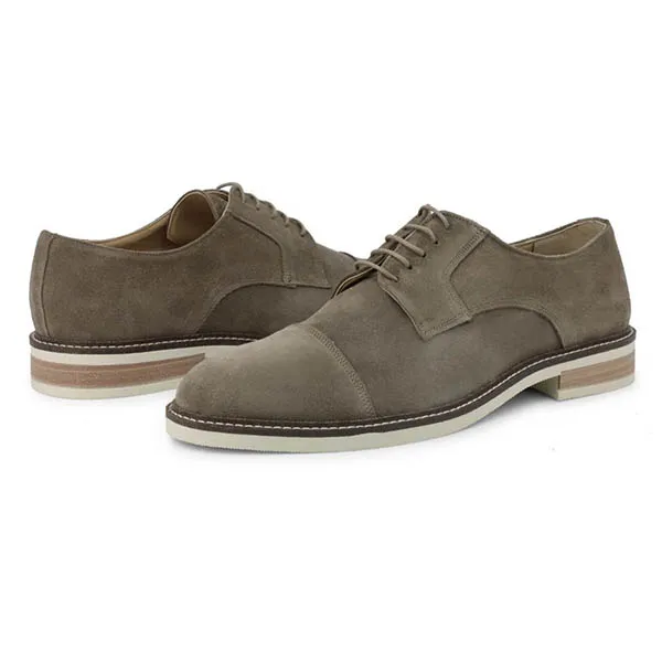 Giày Tây Nam Duca Di Morrone 605_Camoscio_Tortora Da Lộn Màu Xám Size 40