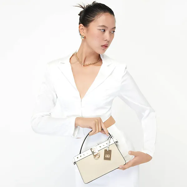Túi Xách Lyn Damien S Handbags LL22FBS203 Màu Be Phối Trắng