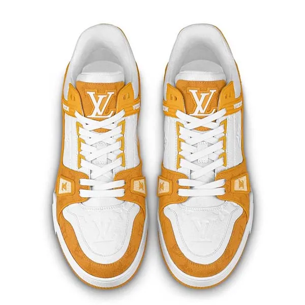 Giày Thể Thao Nam Louis Vuitton LV Trainer Sneaker 1A9JHD Màu Trắng Vàng Size 40.5