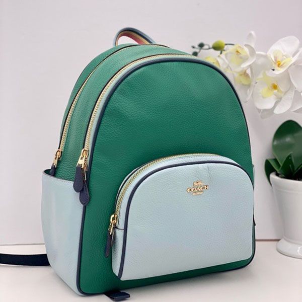 Balo Coach Court Backpack In Colorblock Màu Xanh Phối Trắng - 1
