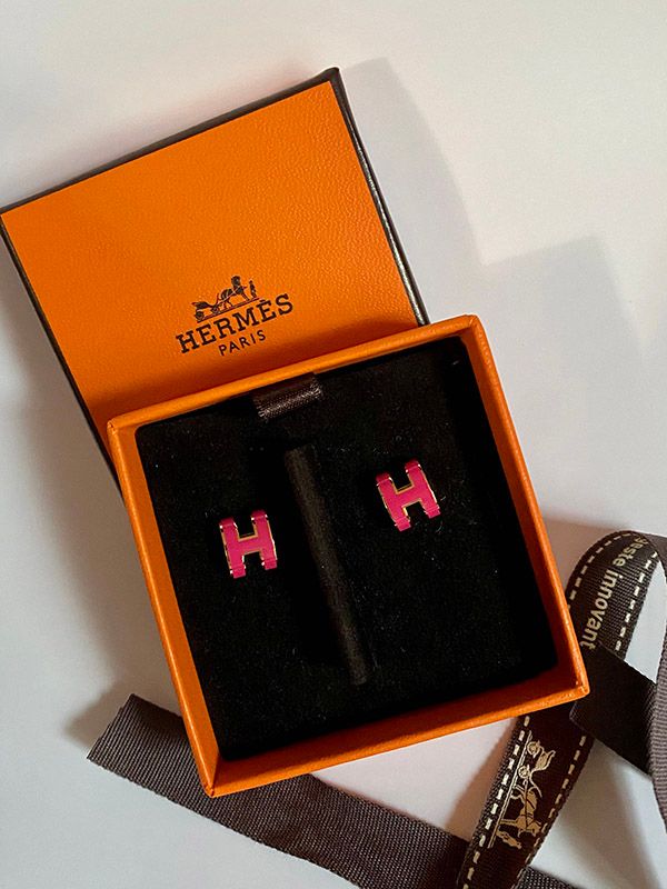 Khuyên Tai Hermès Mini Pop H Earrings Màu Hồng - 1