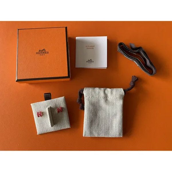 Khuyên Tai Hermès Mini Pop H Earrings Màu Hồng - 3