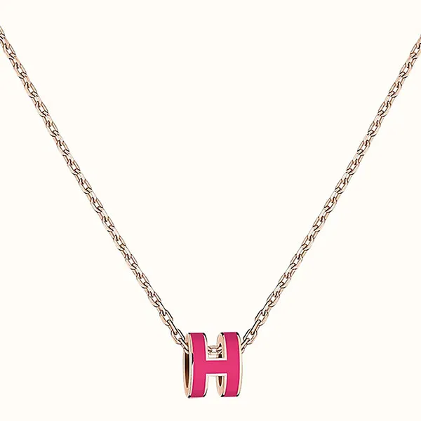 Dây Chuyền Hermès Mini Pop H Pendant Mặt Màu Hồng
