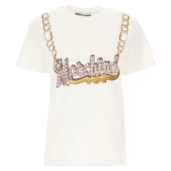 Áo Phông Moschino Logo Necklace Graphic-print T-shirt In White A0714 5540 1001 Màu Trắng Size XS