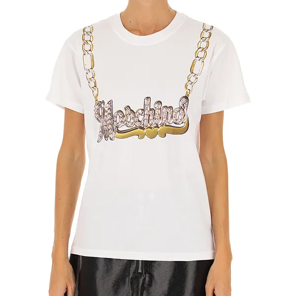 Áo Phông Moschino Logo Necklace Graphic-print T-shirt In White A0714 5540 1001 Màu Trắng Size XS
