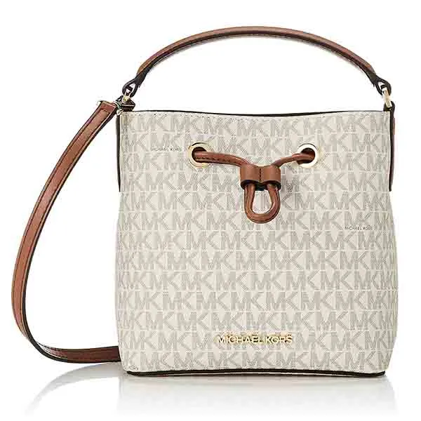 Túi Đeo Chéo Michael Kors Signature Logo Bag Small Shoulder Bag 35T0GU2C0B 0005 Màu Trắng Kem - Túi xách - Vua Hàng Hiệu