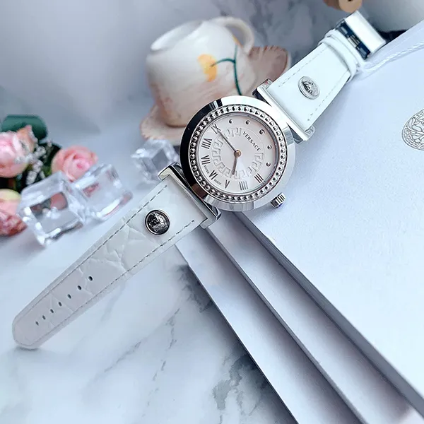 Đồng Hồ Nữ Versace P5Q99D001 S001 Vanity Swiss Croco 35mm Màu Trắng Bạc