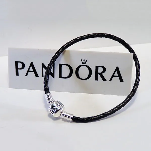 Vòng Đeo Tay Pandora Black Leather Bracelet 590705CBK-S1 Màu Đen Size 19