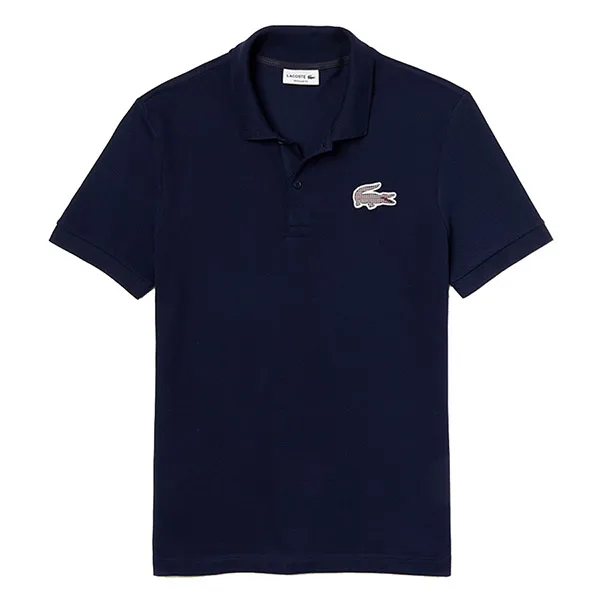 Áo Polo Lacoste Men's Regular Fit Checkered-Logo Piqué Polo Shirt PH8787-51 Màu Xanh Navy Size M