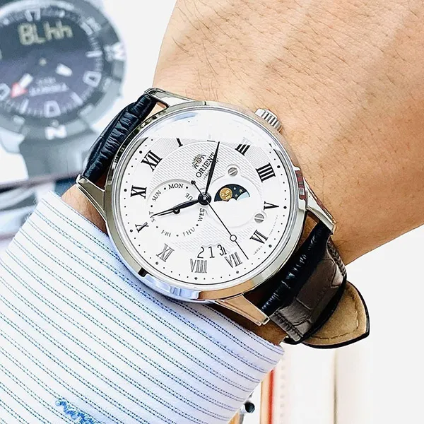 Đồng Hồ Nam Orient Sun & Moon Gen 3 RA-AK0008S Màu Đen Mặt Trắng - Đồng hồ - Vua Hàng Hiệu