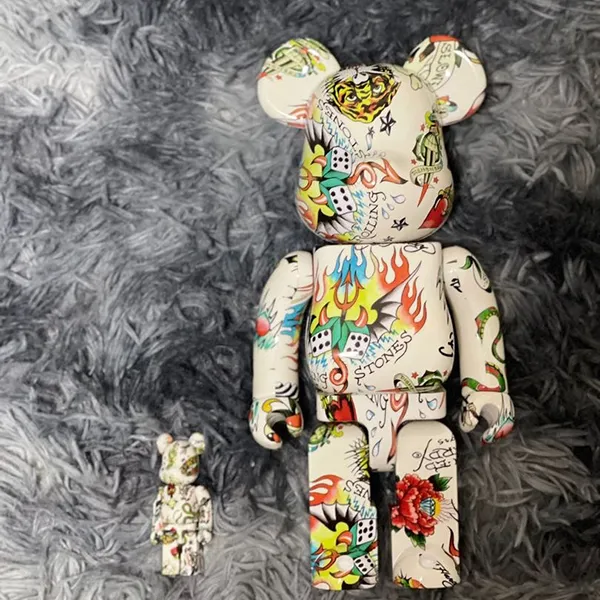Đồ Chơi Mô Hình Bearbrick Ed Hardy White Màu Trắng Phối Họa Tiết Size 100% + 400% - Đồ chơi mô hình - Vua Hàng Hiệu