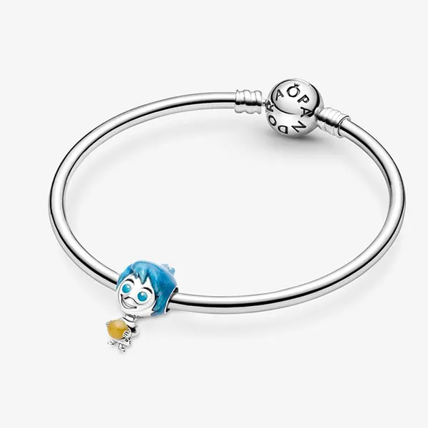 Hạt Vòng Charm Pandora Disney Pixar Joy Glow-In-The-Dark Memory Orb Charm 792028C01 Màu Xanh Blue