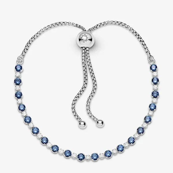 Vòng Đeo Tay Pandora Blue And Clear Sparkle Slider Bracelet 599377C01 Màu Bạc Xanh - Trang sức - Vua Hàng Hiệu