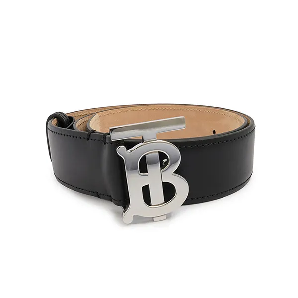 Burberry Black Ladies TB Motif Tonal Leather Belt, Brand Size Large 8050576  - Jomashop