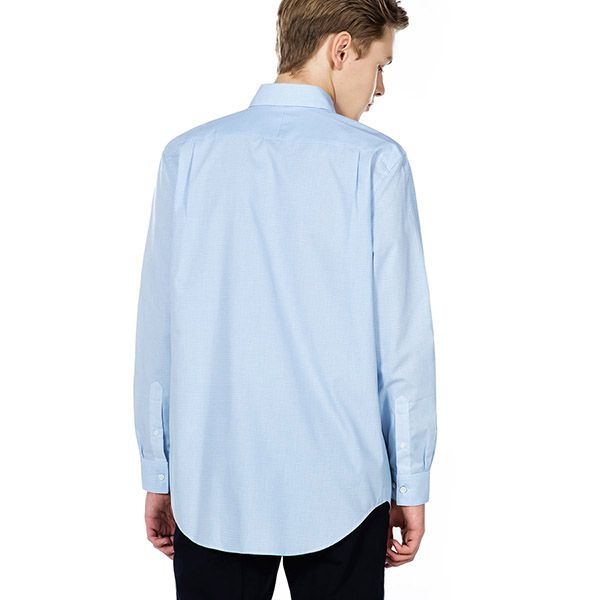 Áo Polo Lacoste Poplin Cotton Regular Check Shirt CH2076 - 18C Màu Xanh Blue Size 38 - 5