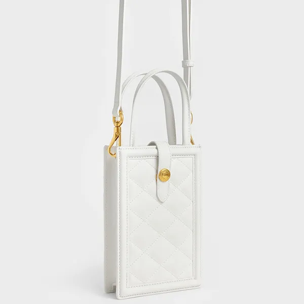 Túi Đựng Điện Thoại Nữ Charles & Keith CNK Este Belted Phone Pouch - White 70701213 Màu Trắng