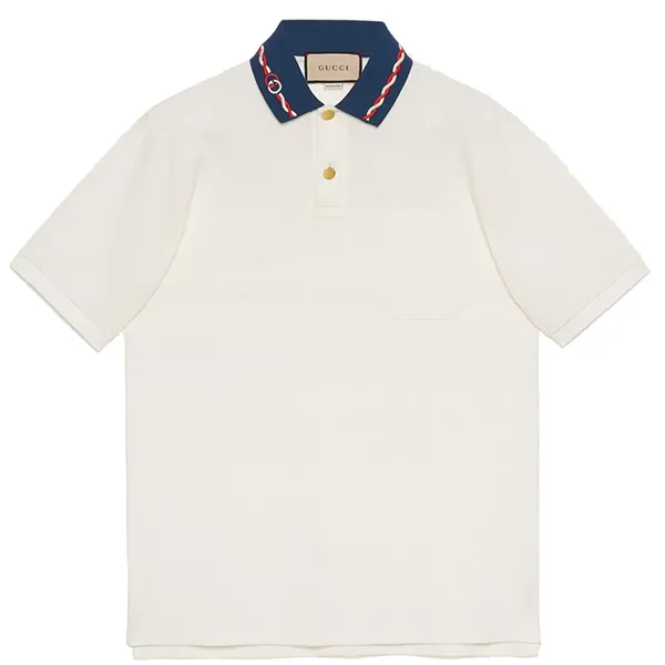 Áo Polo Gucci Stretch Cotton Piquet Polo With Embroidery Màu Trắng Size M