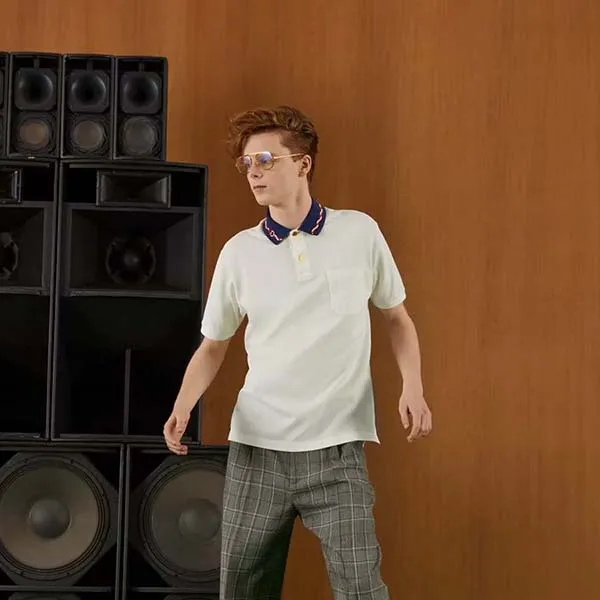 Áo Polo Gucci Stretch Cotton Piquet Polo With Embroidery Màu Trắng Size M