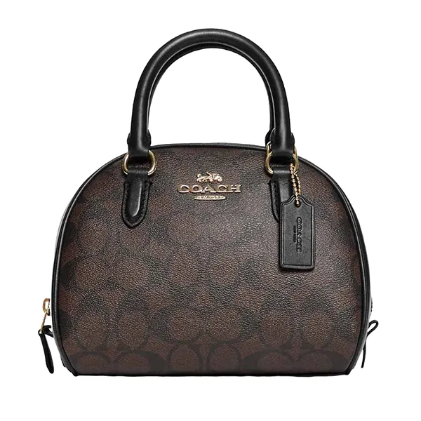 Túi Xách Coach Sydney Satchel In Signature Canvas Màu Nâu Đen