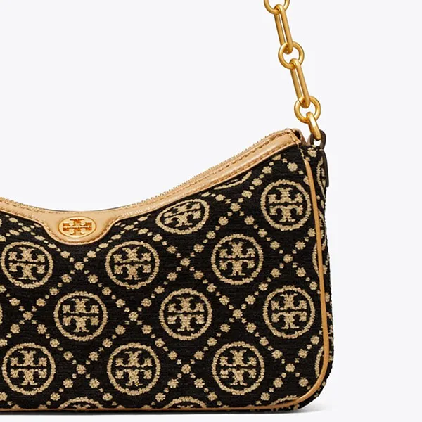 Túi Đeo Vai Tory Burch T Monogram Chenille Studio Bag Màu Nâu Đen - Túi xách - Vua Hàng Hiệu