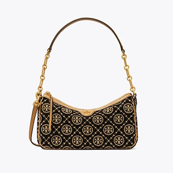 Túi Đeo Vai Tory Burch T Monogram Chenille Studio Bag Màu Nâu Đen - Túi xách - Vua Hàng Hiệu