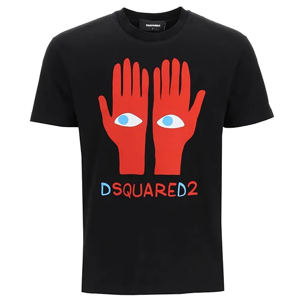 Áo Phông Dsquared2 Black Cotton Eyes On Hands Cool T-Shirt S74GD1034 S23009 900 Màu Đen