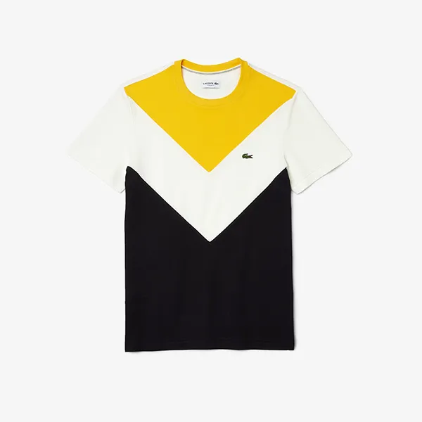 Áo Phông Lacoste Men's Crew Neck Colorblock Cotton Piqué Blend T-shirt Màu Trắng - Vàng Size S