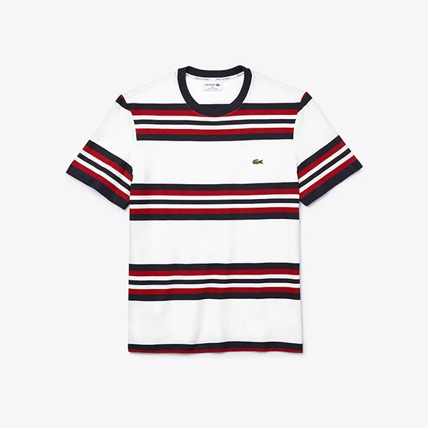 Áo Phông Lacoste Men's Made in France Tricolour Striped Cotton T-Shirt TH1609 10 GAL Phối Màu Size S
