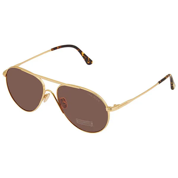 Kính Mát Tom Ford Shiny Gold Aviator Men's Sunglasses FT0773 30E 58 Màu Nâu - Kính mắt - Vua Hàng Hiệu