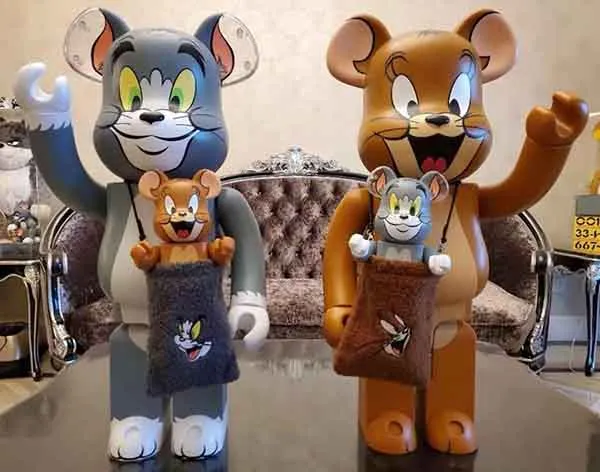 Đồ Chơi Mô Hình Bearbrick Tom and Jerry Tom Flocky Màu Xám Nâu Size 100% + 400% - Đồ chơi mô hình - Vua Hàng Hiệu